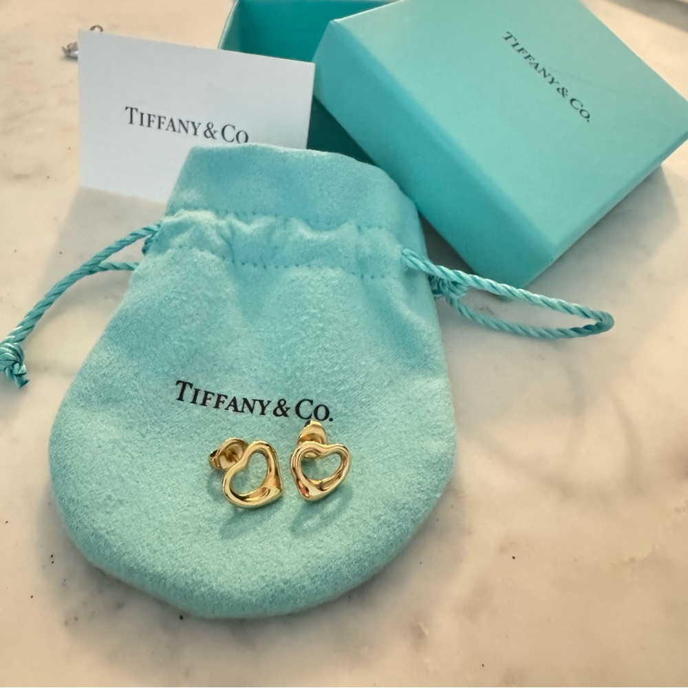 Tiffany & Co. Elsa Peretti 18k Gold Open Heart Earrings